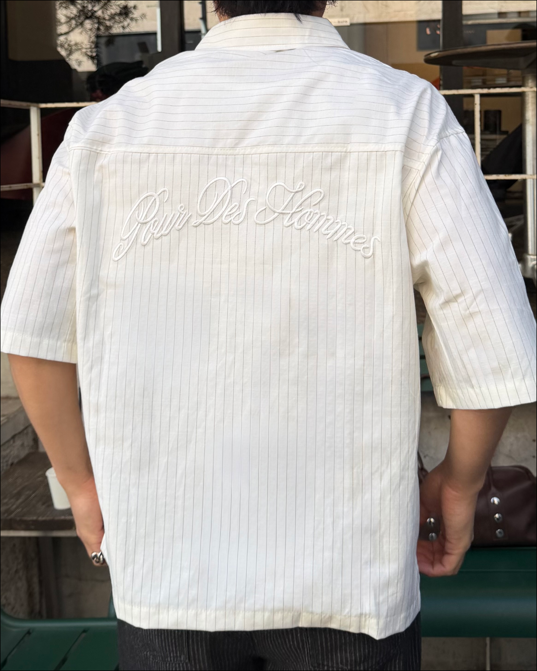 【即納】エンブロイダリーストライプショートシャツ TO5071
