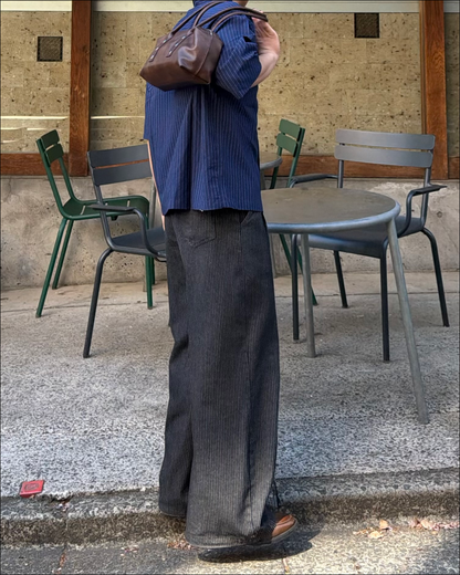 【即納】エンブロイダリーストライプショートシャツ TO5071