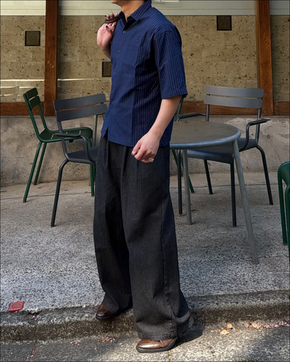 【即納】エンブロイダリーストライプショートシャツ TO5071