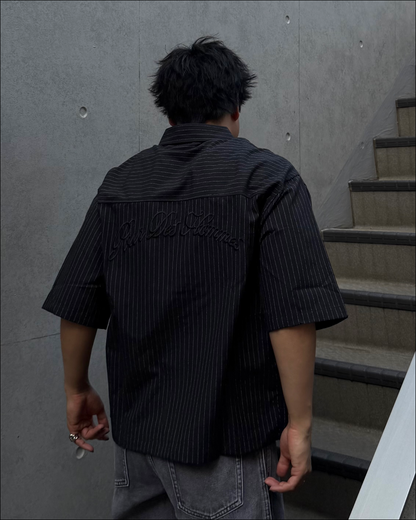 【即納】エンブロイダリーストライプショートシャツ TO5071