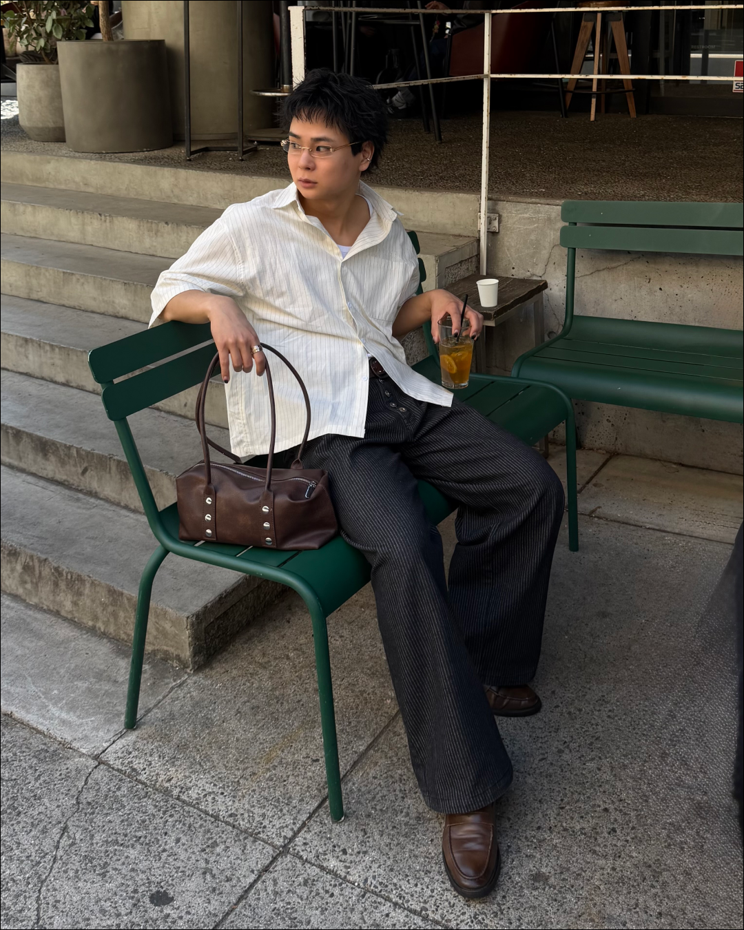 【即納】エンブロイダリーストライプショートシャツ TO5071