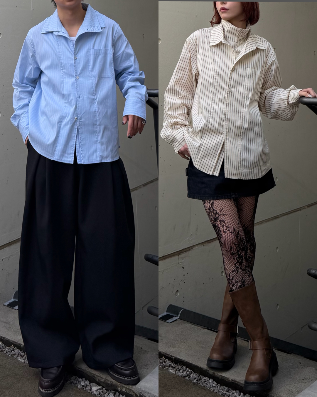 【即納】マルチwayストライプレイヤードシャツ TO5073