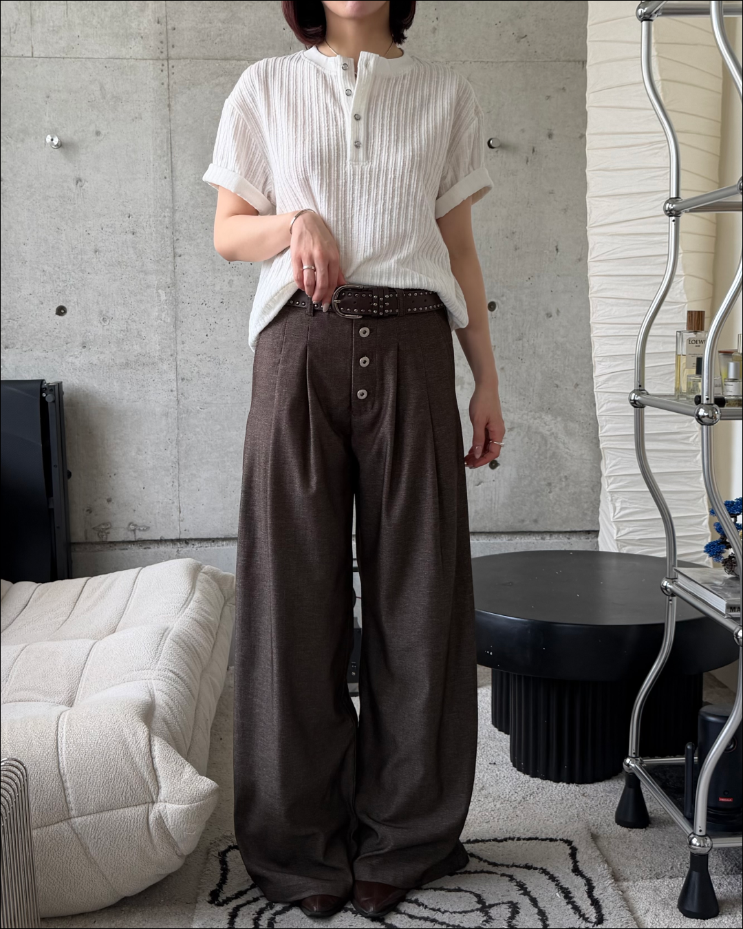 【即納】2タックシンチバッグベルトスラックス TO5074