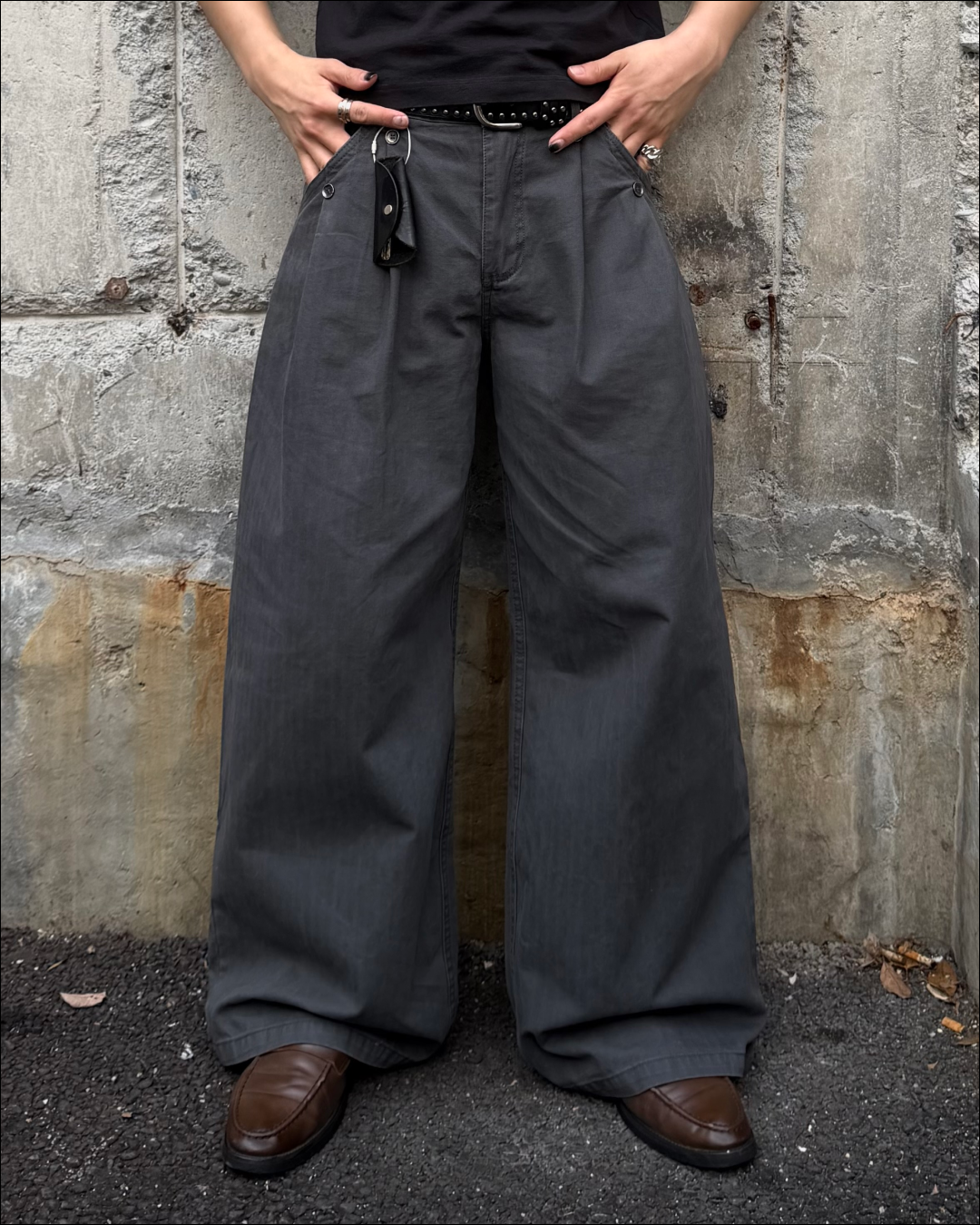 【即納】2タックストライプコットンパンツ TO5075