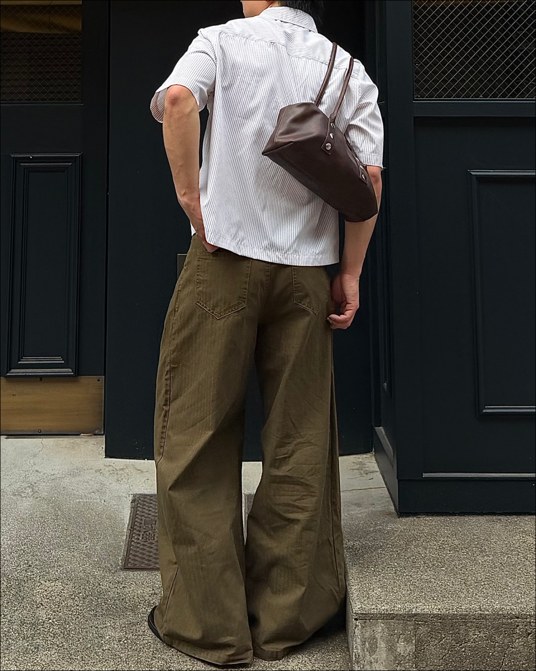 【即納】2タックストライプコットンパンツ TO5075