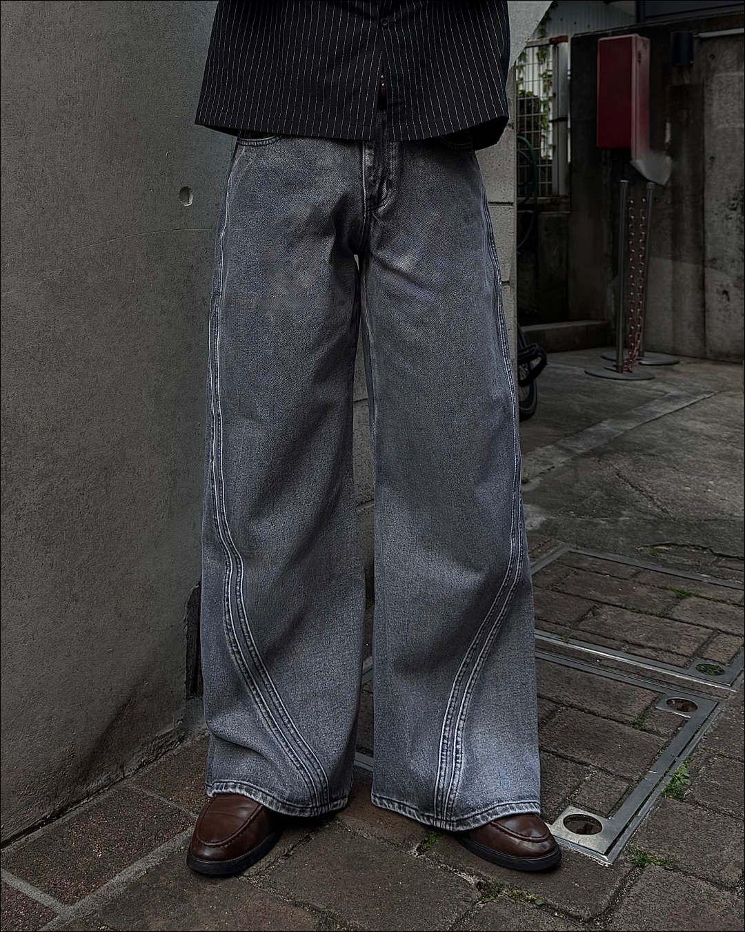 【即納】グレーウォッシュセミフレアデニム TO5076