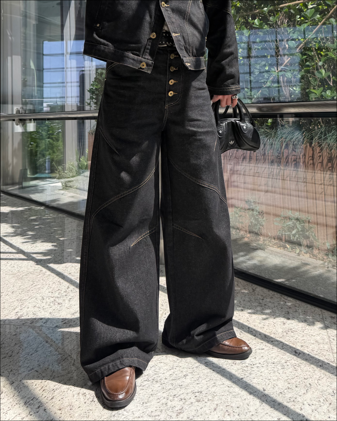 【即納】ウェーブステッチワイドストレートデニム/セットアップ可 TO5081