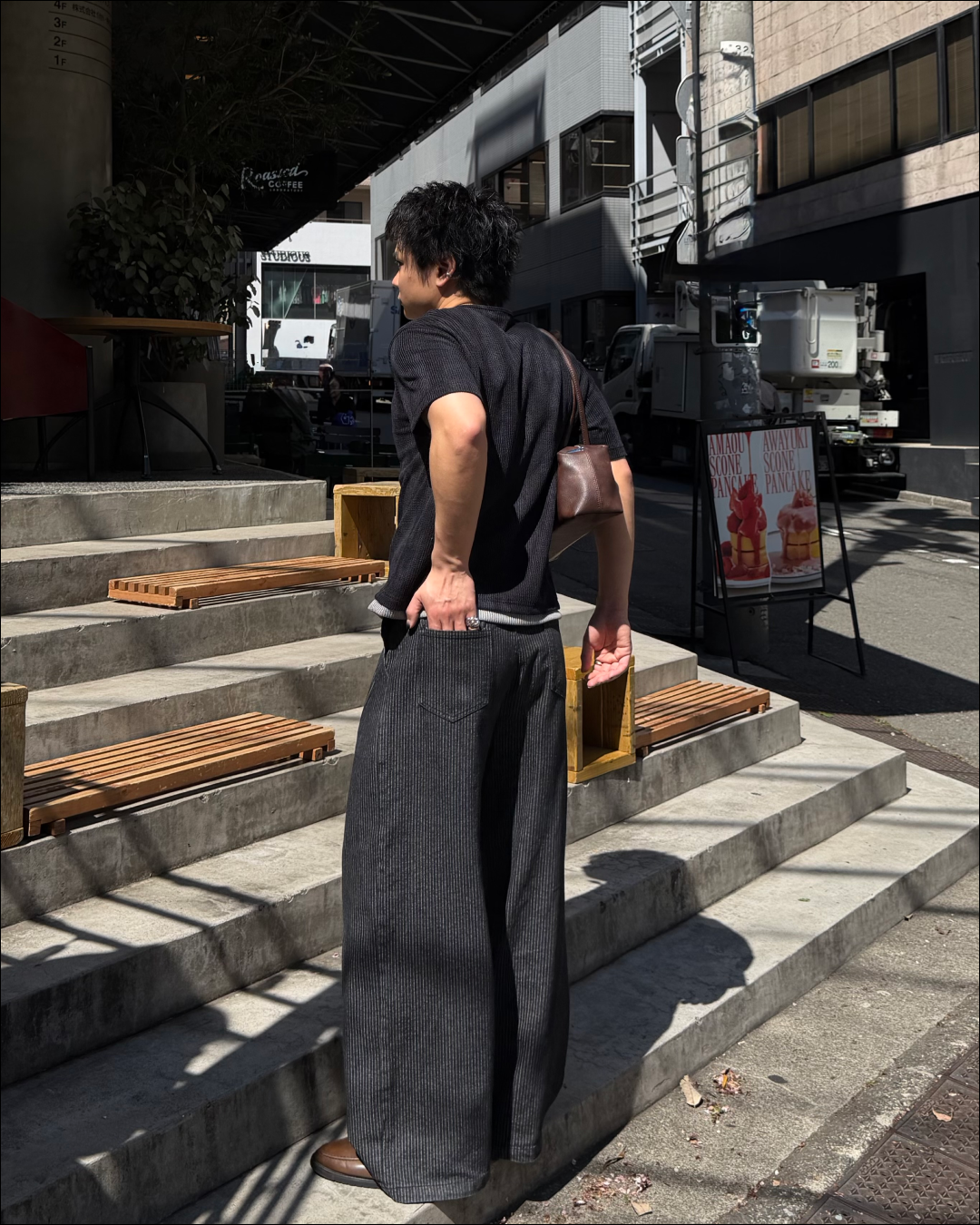 【即納】レイヤードワッフルヘンリーネックショートT TO5085