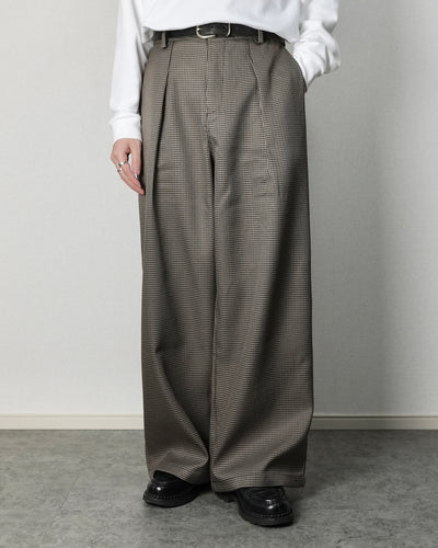 千鳥格子柄フレアワイドスラックス TR0038