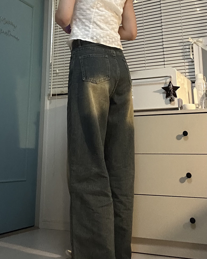 ハイウエストワイドレッグレトロデニムパンツ
TT0077