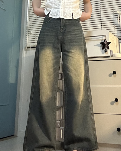 ハイウエストワイドレッグレトロデニムパンツ
TT0077