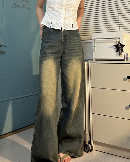 ハイウエストワイドレッグレトロデニムパンツ
TT0077
