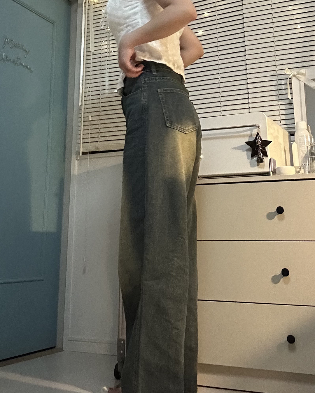 ハイウエストワイドレッグレトロデニムパンツ
TT0077