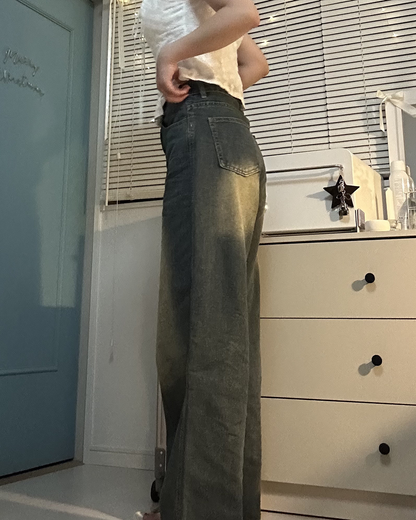 ハイウエストワイドレッグレトロデニムパンツ
TT0077
