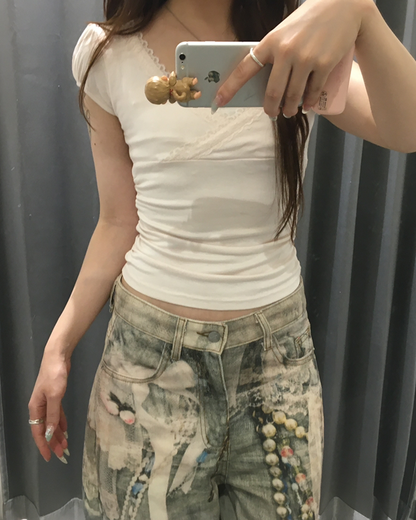 アートペイントワイドデニム TW0008