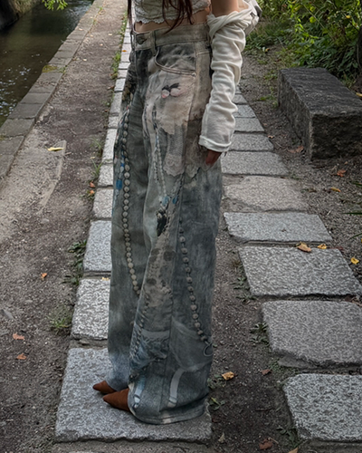 アートペイントワイドデニム TW0008