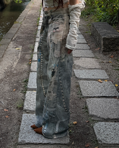 アートペイントワイドデニム TW0008