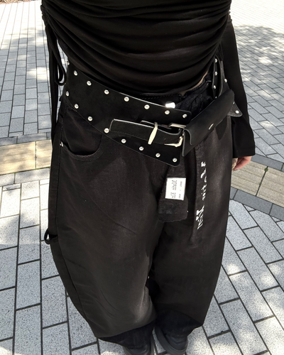 バッククロスデザインワイドストレートパンツ UI0009