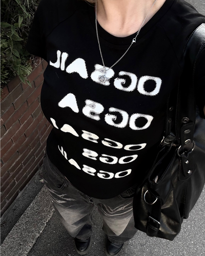 タイト英字プリントTシャツ UI0056