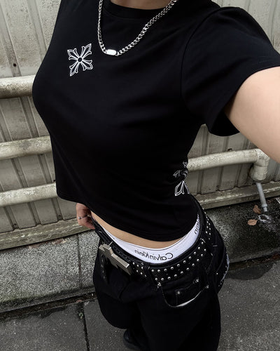 センタークロスデザインフィットTシャツ UI0126