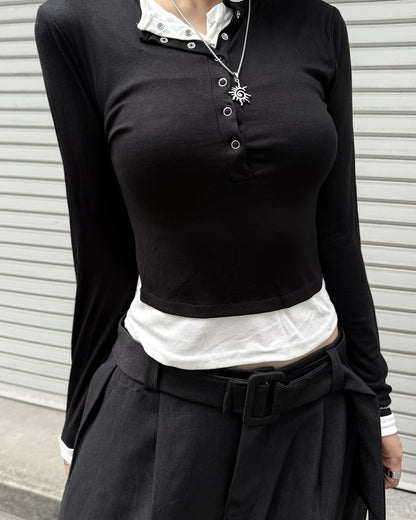 ホックデザインレイヤードトップス UI0181