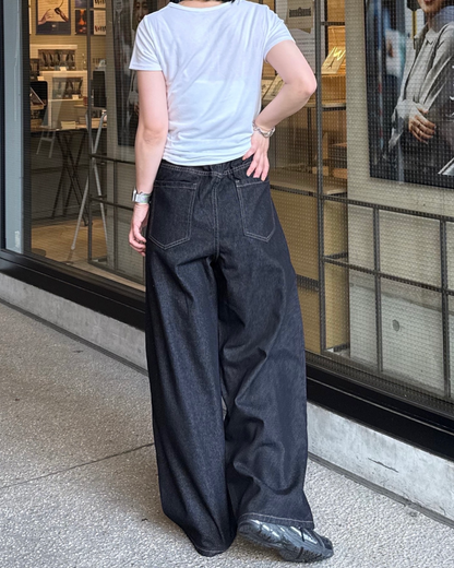 インディゴラインワイドデニムパンツ UK0010
