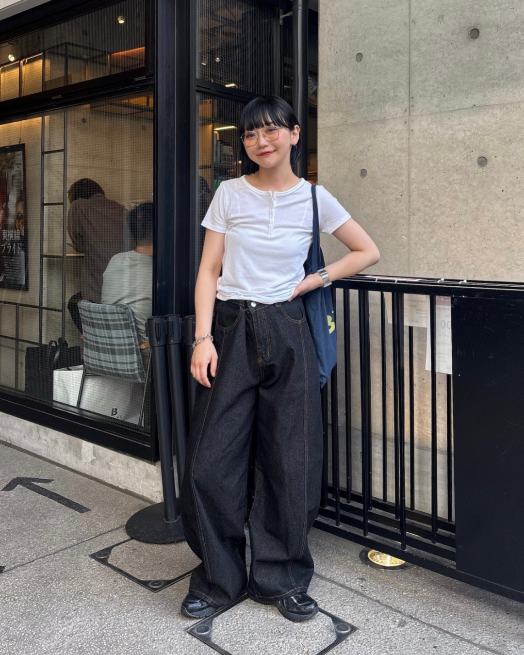 インディゴラインワイドデニムパンツ UK0010