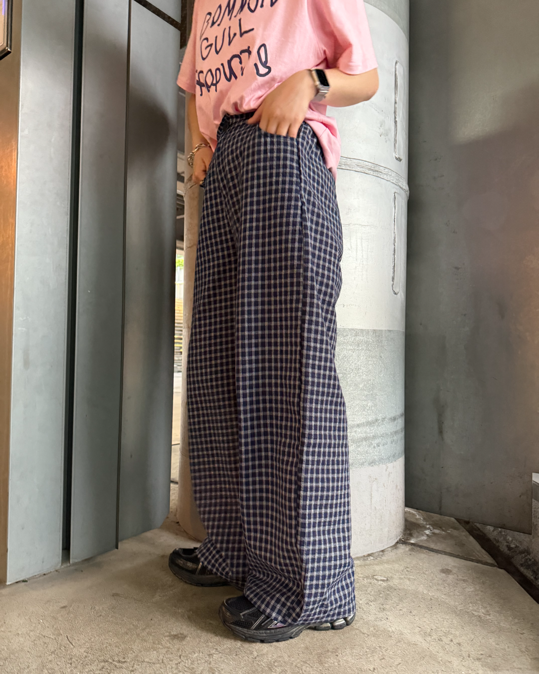 チェックワイドパンツ UK0013