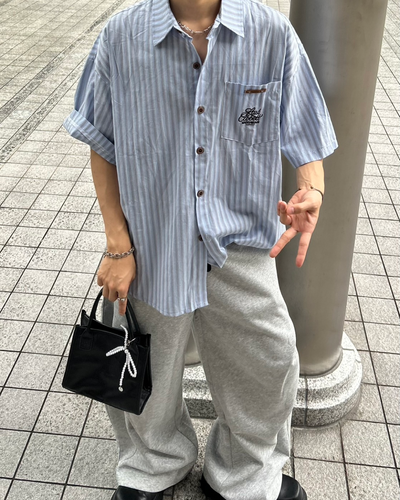 【即納】カラーストライプシャツ WG0071