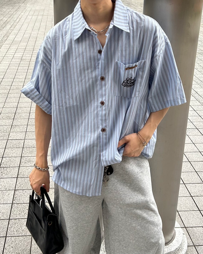 【即納】カラーストライプシャツ WG0071