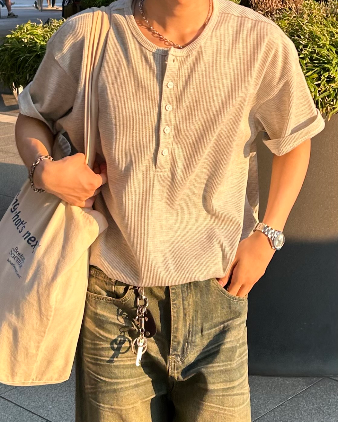 ヘンリーネックサーマルTシャツ WG0138