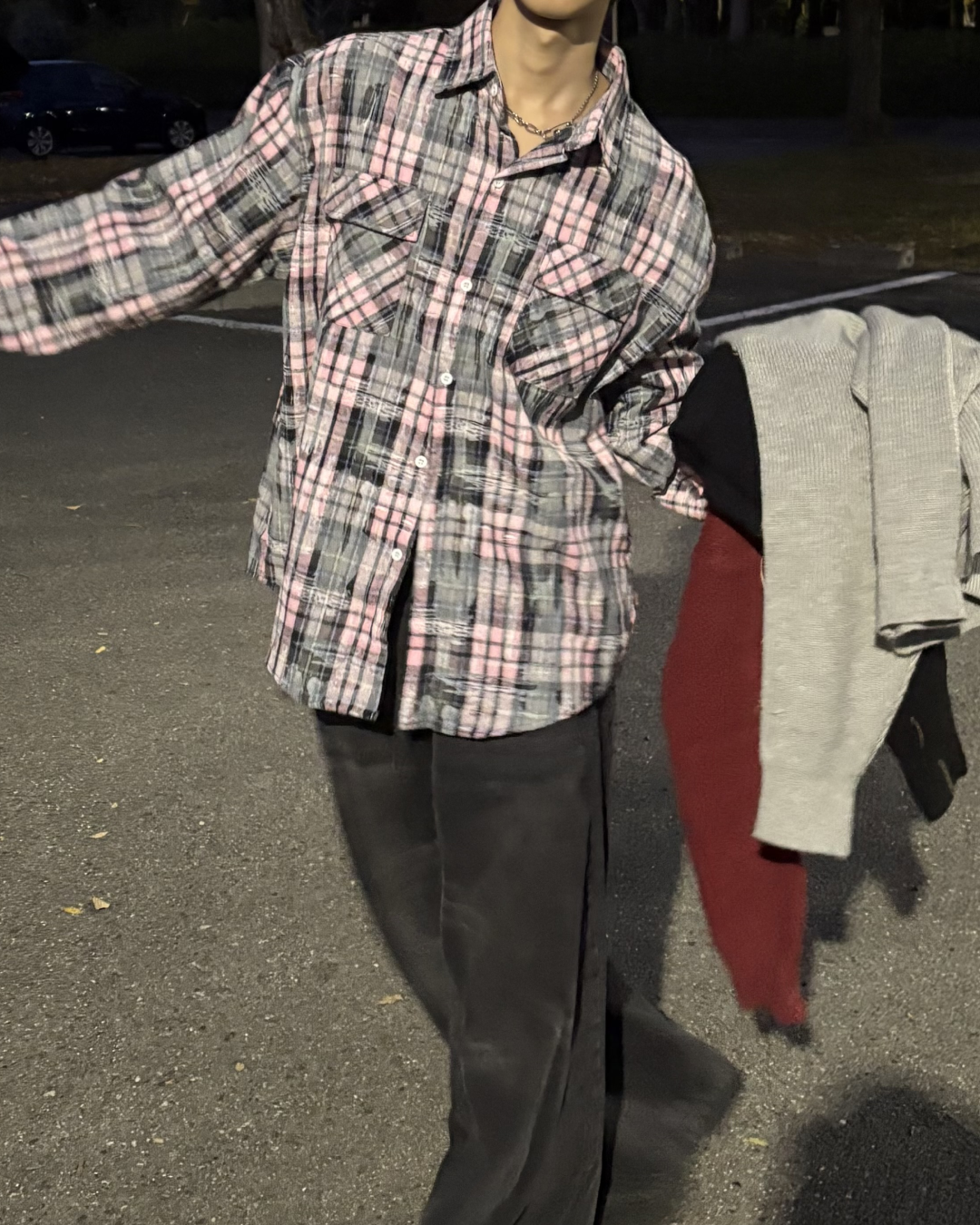 ピンクレトロチェックシャツ WG0165