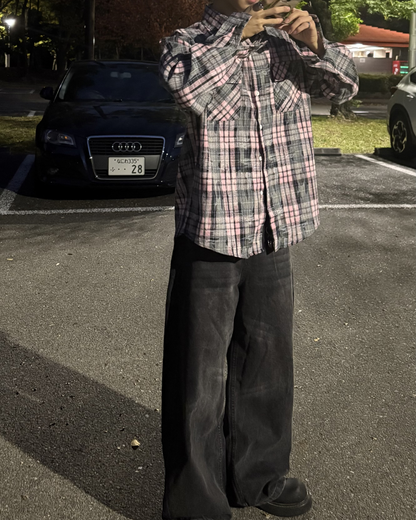 ピンクレトロチェックシャツ WG0165