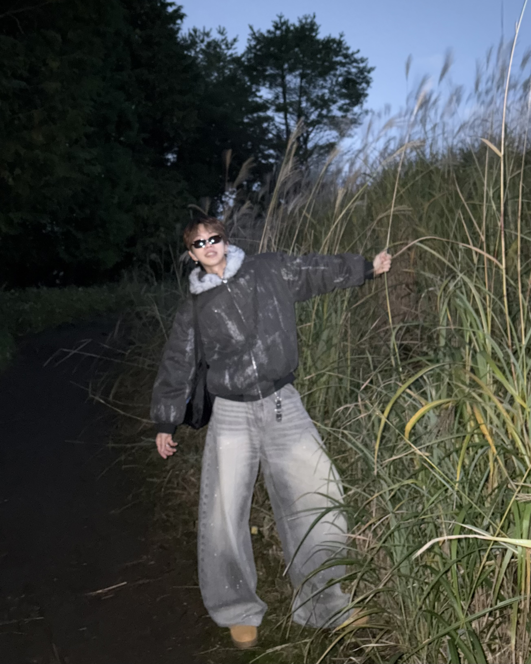 ウォッシュダメージファーフードジャケット WG0190