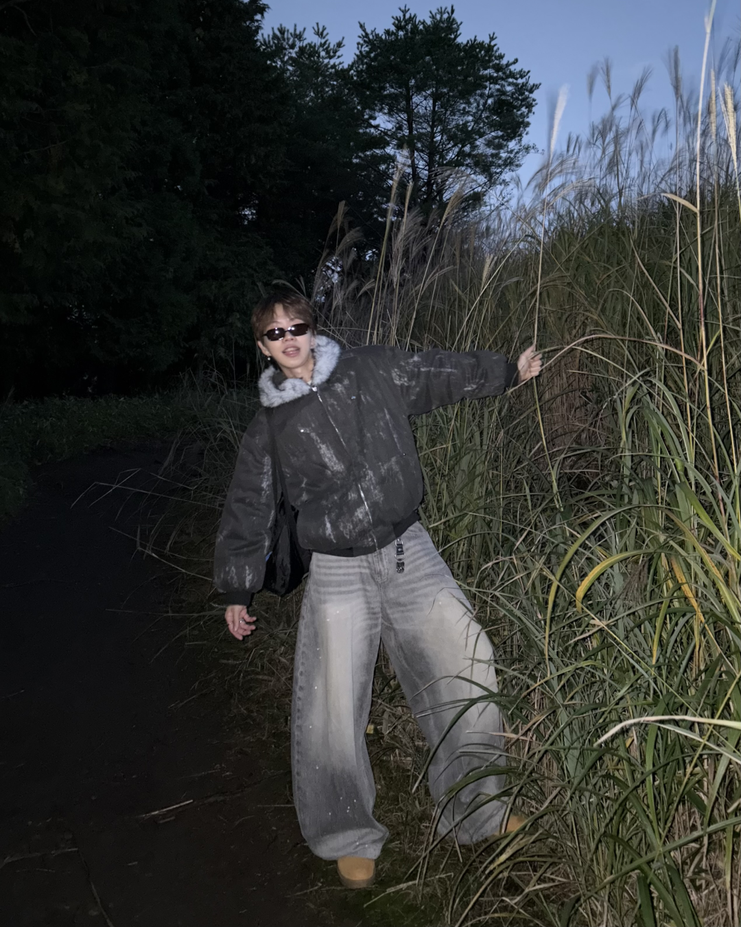 ウォッシュダメージファーフードジャケット WG0190