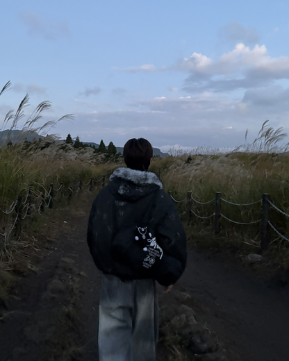 ウォッシュダメージファーフードジャケット WG0190