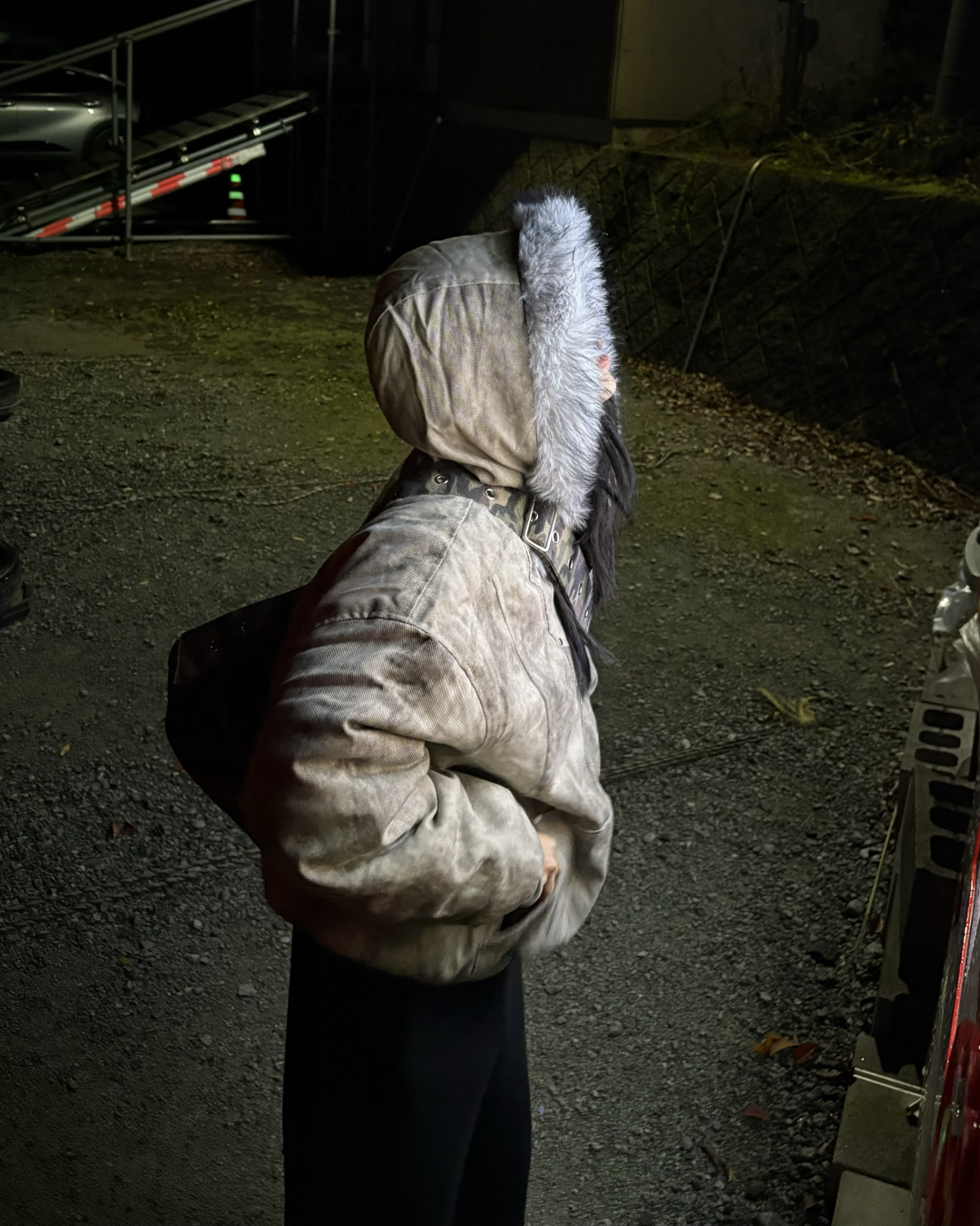 ウォッシュダメージファーフードジャケット WG0190