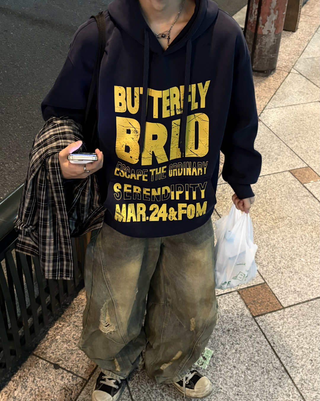 バイカラーレタープリントパーカー WG0193