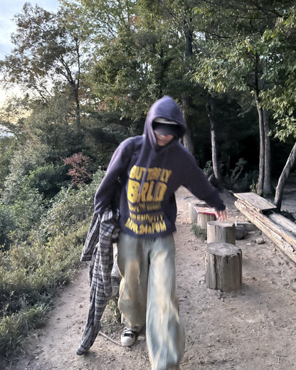 バイカラーレタープリントパーカー WG0193