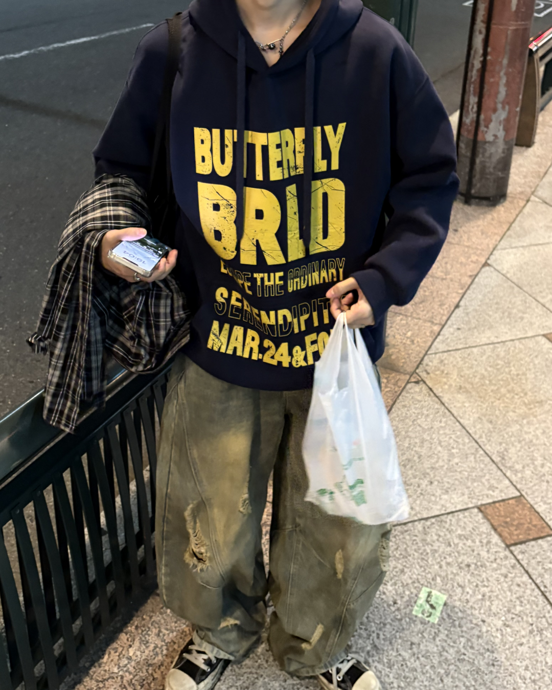 バイカラーレタープリントパーカー WG0193