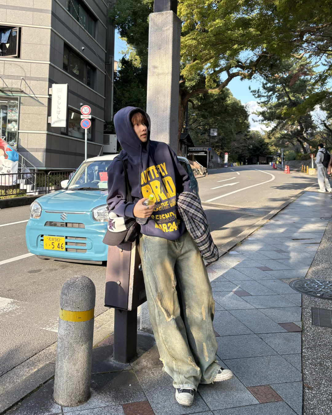 バイカラーレタープリントパーカー WG0193