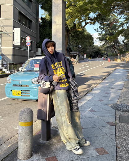 バイカラーレタープリントパーカー WG0193