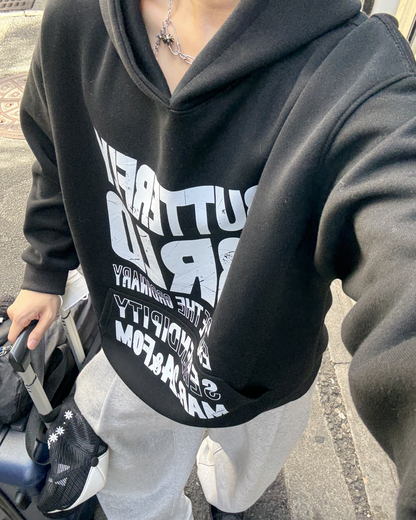 バイカラーレタープリントパーカー WG0193