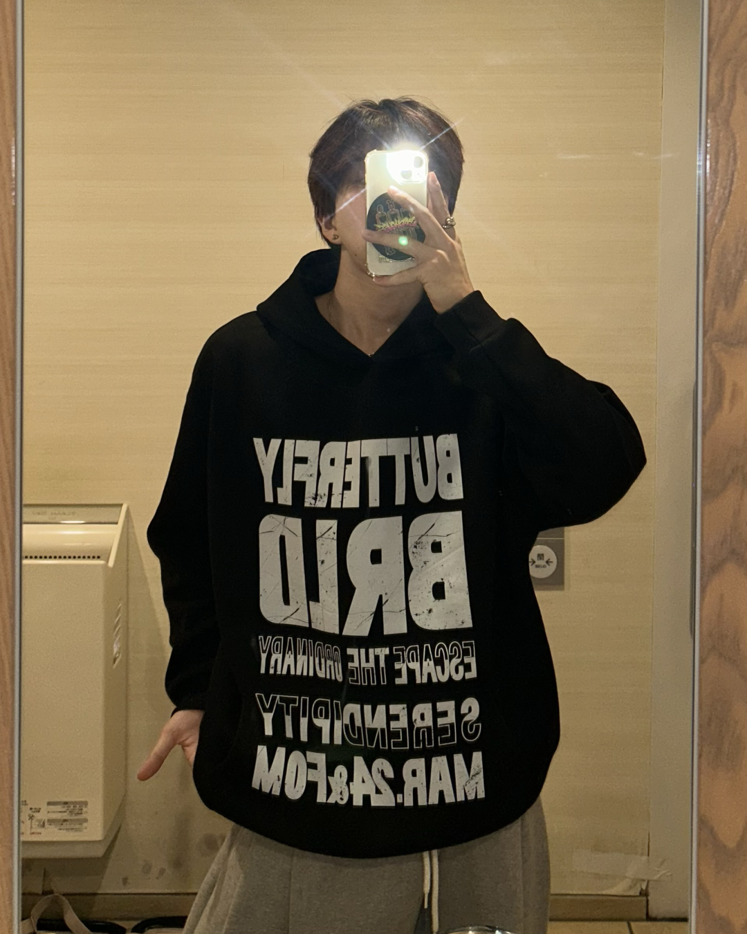 バイカラーレタープリントパーカー WG0193