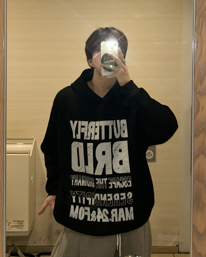 バイカラーレタープリントパーカー WG0193