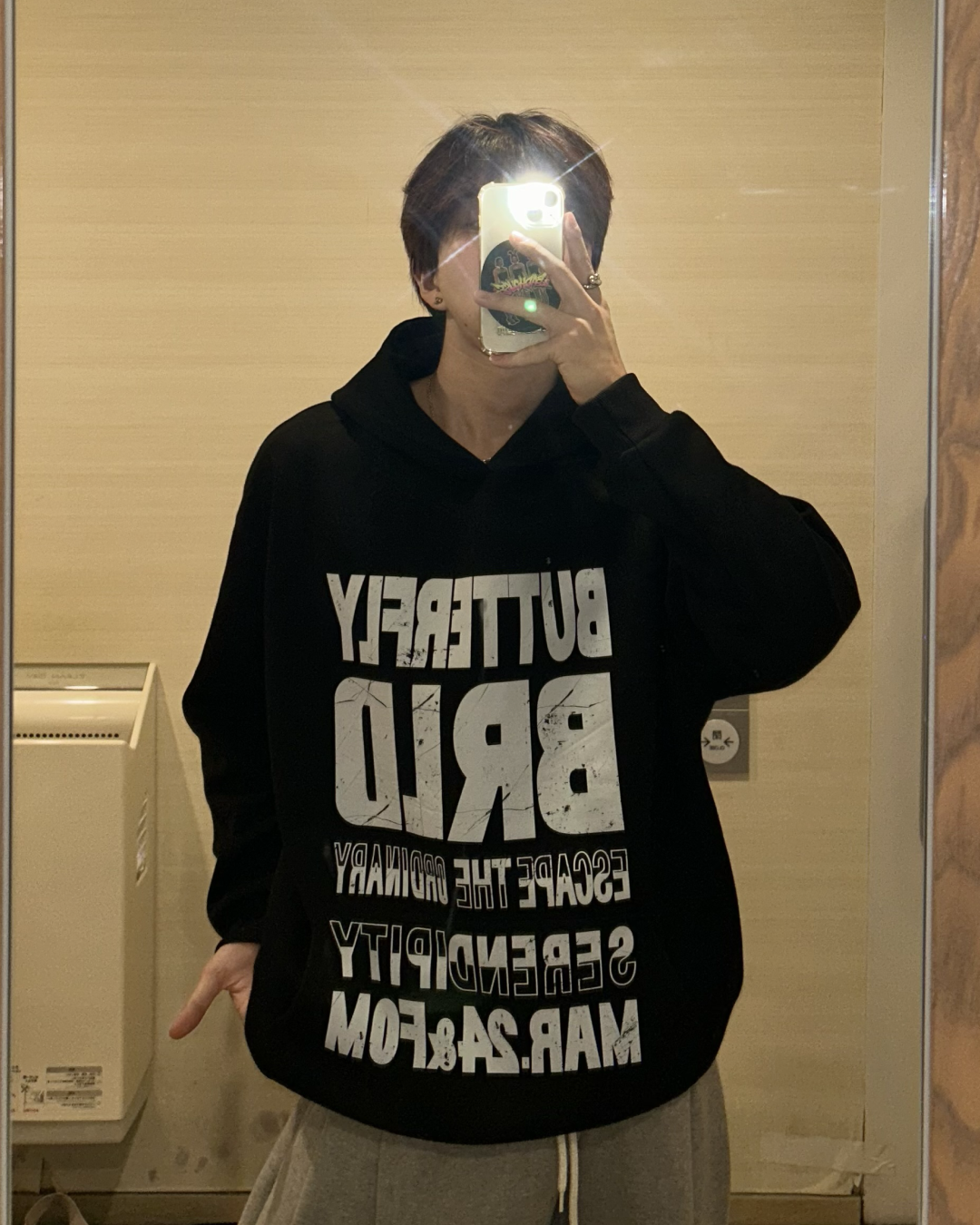 バイカラーレタープリントパーカー WG0193