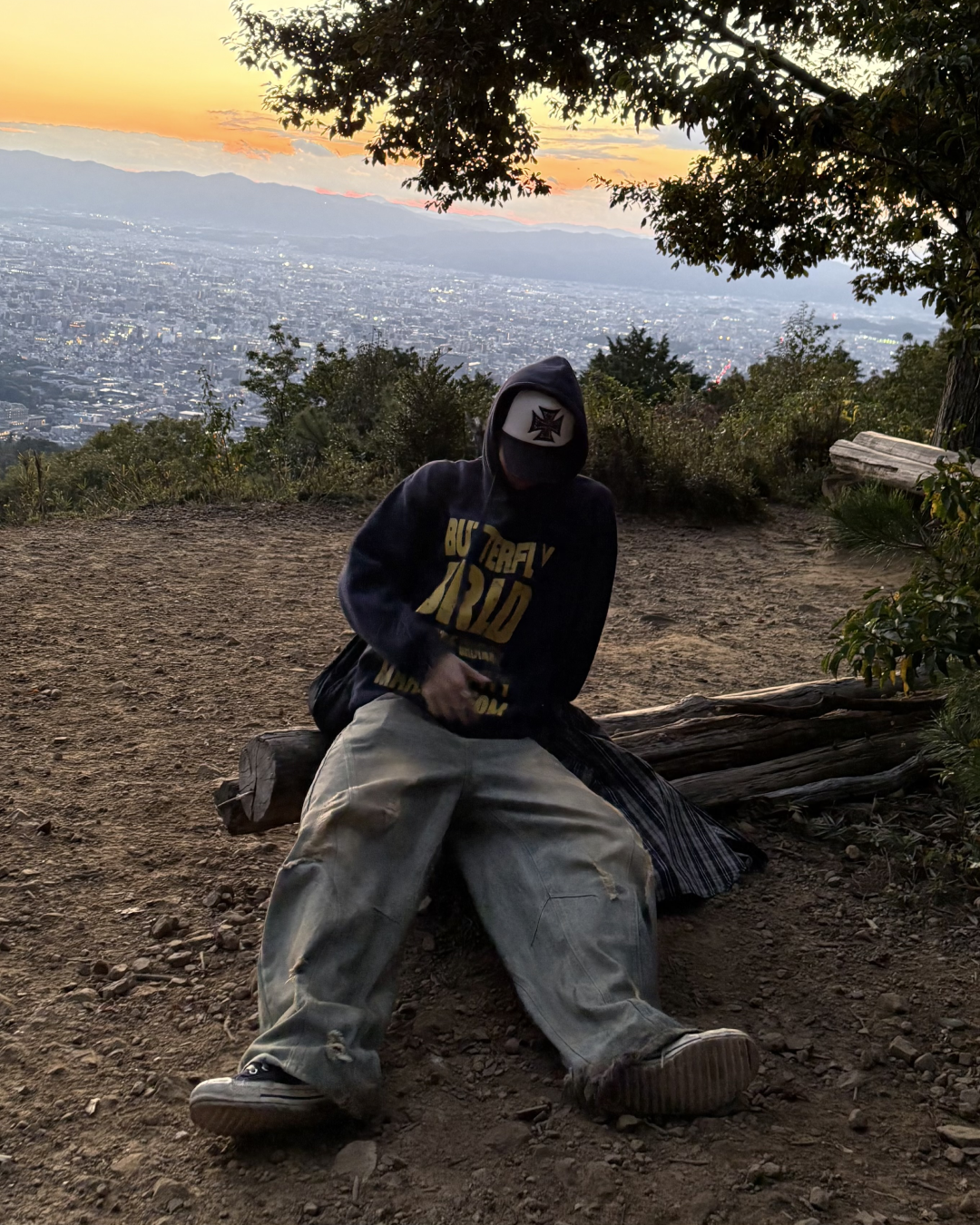 バイカラーレタープリントパーカー WG0193