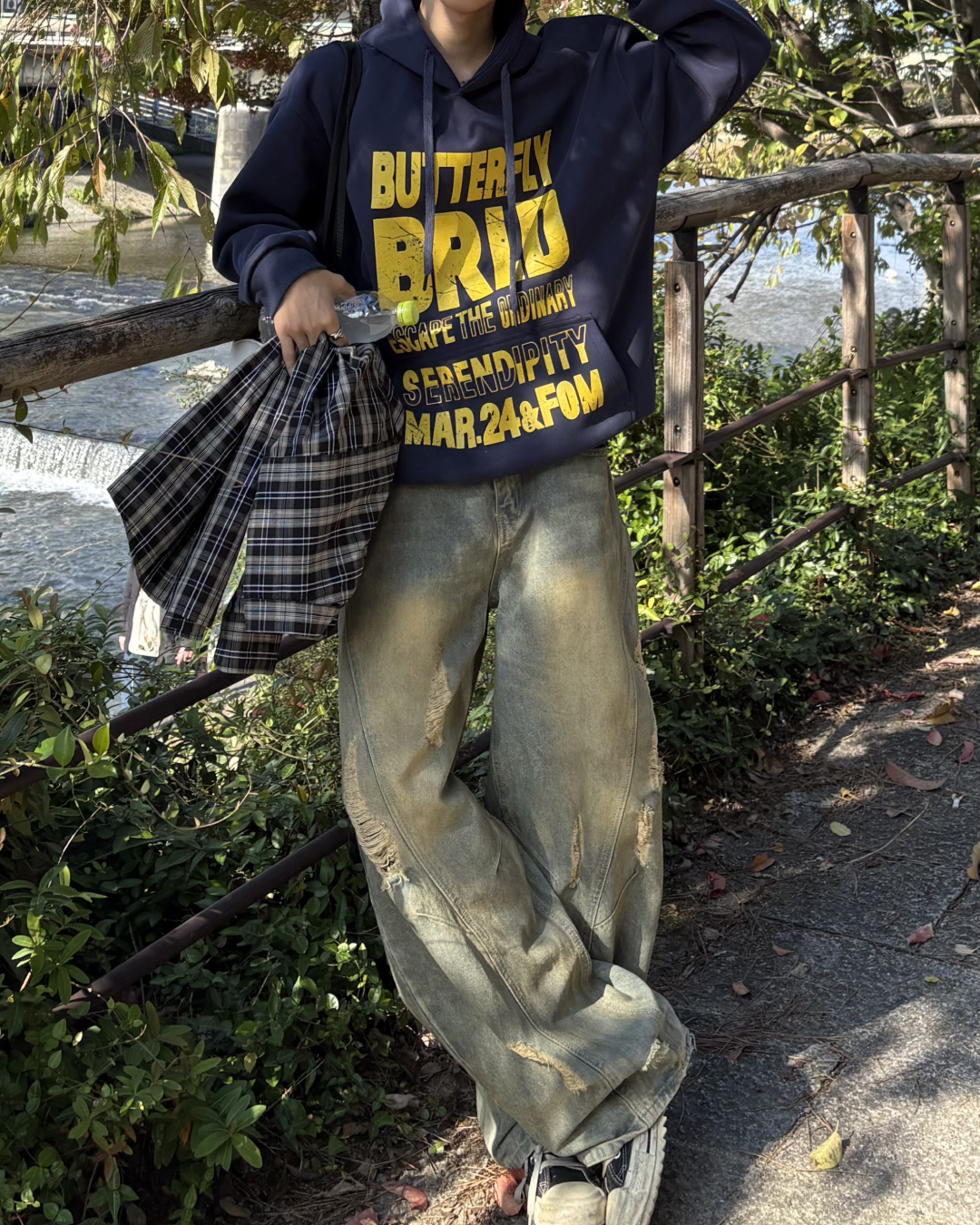 バイカラーレタープリントパーカー WG0193