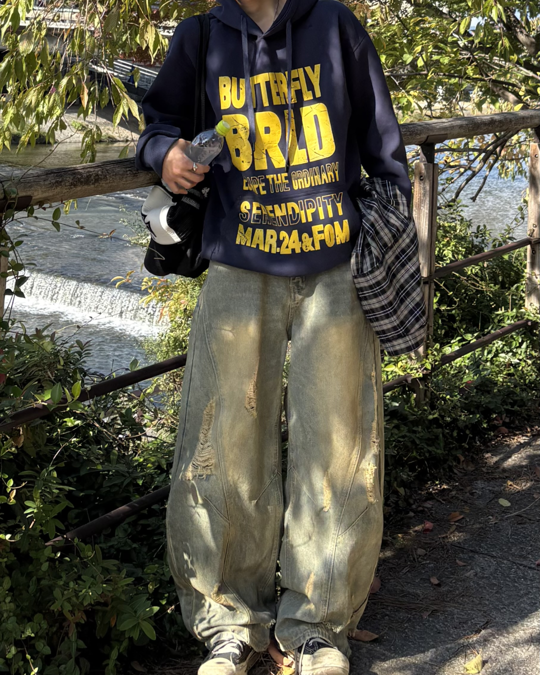 バイカラーレタープリントパーカー WG0193