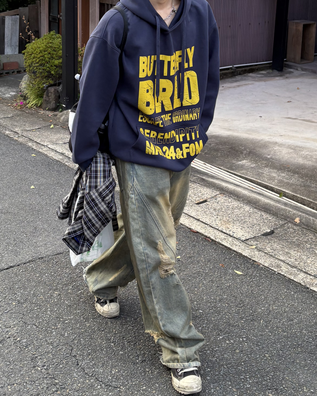 バイカラーレタープリントパーカー WG0193